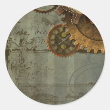 Steampunk Zeit-Maschine Runde Sticker