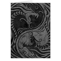 SteinYin Yang Drachen Grußkarte