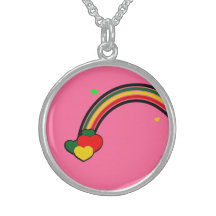 Sterlingsilber Rasta Regenbogen-Halsketten-Rosa