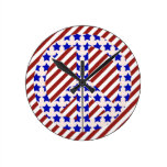 Sterne u. Streifen-Friedenszeichen-Wanduhr