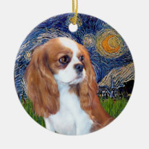 Sternenklare Nacht - Blenheim Kavalier-Welpe Weihnachtsbaum Ornament