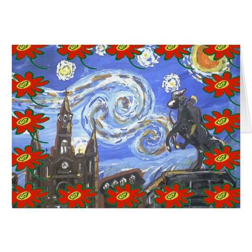 Sternenklare Nachtfranzösisches Viertel-Weihnachte Grußkarten