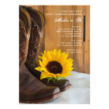 Stiefel und Sonnenblume-Land-Babyparty-Einladung