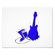 Stilisierte blaue flache Grafik der Gitarre n Ampe Photos
