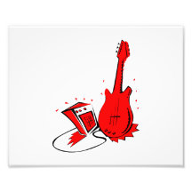 Stilisierte rote flache Grafik der Gitarre n Amper Photographien
