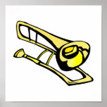 stilisiertes gelbes Trombonegraphikbild Posterdrucke