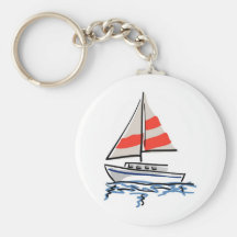 Stilisiertes tropisches Segelboot Schlüsselband