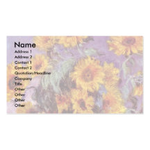 Stillleben mit Sonnenblumen durch Claude Monet Visitenkartenvorlage