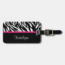 Stilvoller personalisierter Zebra-Druck-Gepäck-Umb Kofferanhängern