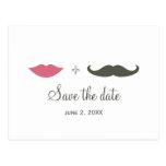 Stilvoller Schnurrbart und Lippen Save the Date Postkarte