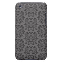 Stilvolles verziertes dunkelgraues Damastmuster Barely There iPod Case