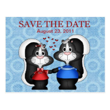 Stinktier-Save the Date Postkarte