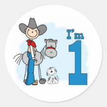 Stock-Cowboy-1. Geburtstag Aufkleber