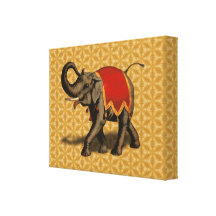 Stoff des indischen Elefant-w/Red Gespannte Galerie Drucke