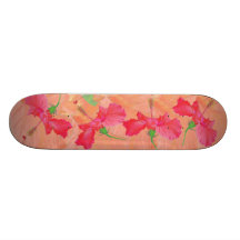 "stolpernHibiskus" rote u. orange SKATEBOARD-PLATT Personalisierte Skatedecks