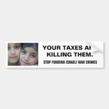 STOPPEN SIE, ISRAELISCHE KRIEGSVERBRECHEN ZU FINAN AUTOSTICKER