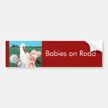 STORCH-DOPPELbaby-DUSCHE, Rosa, aquamarines Blau,  Auto Aufkleber