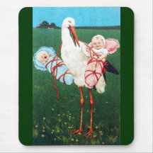 STORCH-DOPPELbaby-DUSCHE, Rosa, aquamarines Blau Mousepad