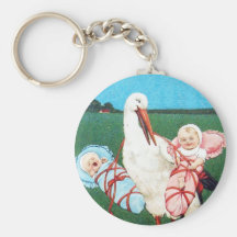 STORCH-DOPPELbaby-DUSCHE, Rosa, aquamarines Blau Schlüsselbänder