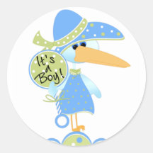 Storch mit Geklapper ist es ein Jungen-Karten Sticker