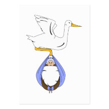 Storch-tragendes Baby-Blau Visitenkartenvorlagen