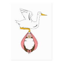 Storch-tragendes Baby-Rosa Visitenkarten Vorlagen