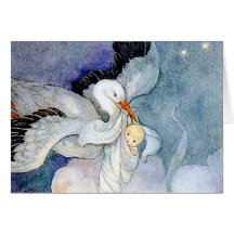 Storch und Baby Grußkarten