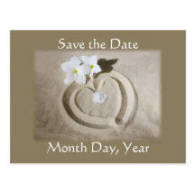 Strand-Herz im Sand - Save the Date Wedding Postkarten