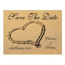 Strand-Herz - Sand Save the Date Postkarte
