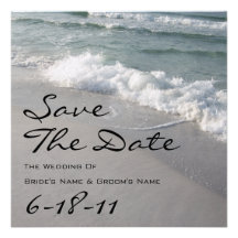 Strand-Hochzeit Save the Date - Ozean-Wellen u. Sa Ankündigungen