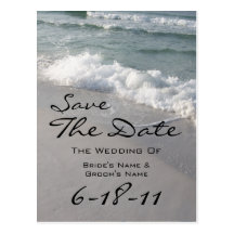 Strand-Hochzeit Save the Date - Ozean-Wellen u. Sa Postkarten