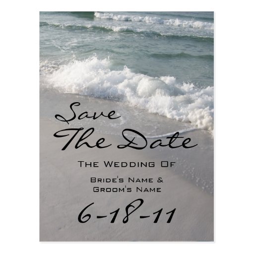 Strand-Hochzeit Save the Date - Ozean-Wellen u. Sa Postkarten