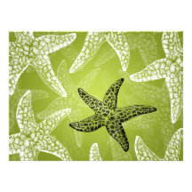 Strand-Hochzeits-Empfangstarfish-Limones Grün Individuelle Ankündigungskarte