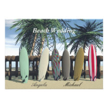 Strand-Hochzeits-Surfbrett-Einladung