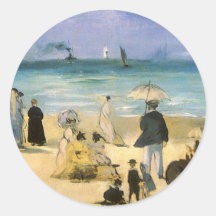 Strand in Boulogne durch Manet, Vintager Impressio Aufkleber
