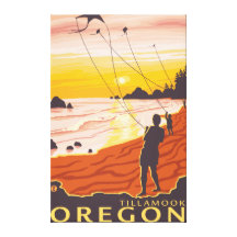 Strand u. Drachen - Tillamook, Oregon Galerie Falt Leinwand