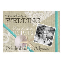 Strand und Vintage Spitze romantisch Save the Date Individuelle Einladungskarte