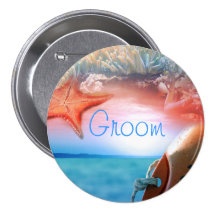 "Strandthema" Bräutigam, der tropische Kreuzfahrt  Button