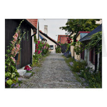 Straße in altem Visby Schweden Grußkarte
