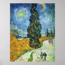 Straße mit Zypressen (Van Gogh) Plakate