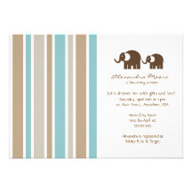Streifen u. Elefant-Babyparty-Einladung