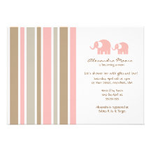 Streifen u. Elefant-Babyparty-Einladung