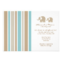 Streifen u. Elefant-Babyparty-Einladung