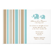 Streifen u. Elefant-Babyparty-Einladung