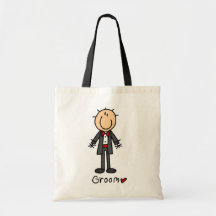 Strichmännchen-Bräutigam-T-Shirts und Geschenke Einkaufstasche