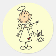 Strichmännchen-Engels-T-Shirts und Geschenke Runder Sticker