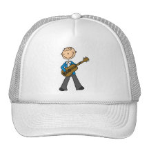 Strichmännchen-Gitarren-Spieler-T-Shirts und Gesch Trucker Caps
