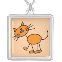 Strichmännchen-Katzen-Halskette