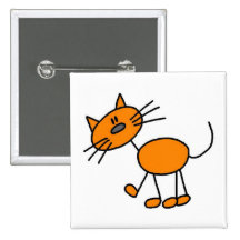 Strichmännchen-Katzen-T-Shirts und Geschenke Anstecknadel