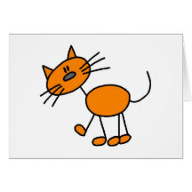 Strichmännchen-Katzen-T-Shirts und Geschenke Grußkarten